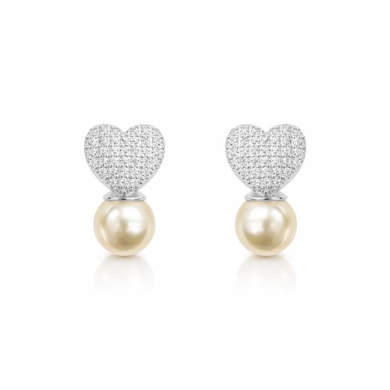 BRINCO CORAÇÃO CRAVEJADO E PÉROLA