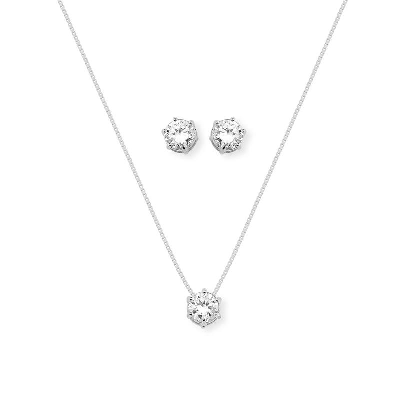 CONJUNTO PONTO DE LUZ COM PEDRAS DE ZIRCÔNIA 6MM
