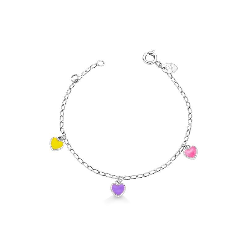 PULSEIRA INFANTIL CORAÇÕES DETALHES COM ESMALTE COLORIDO GLITTER - PINK STAR