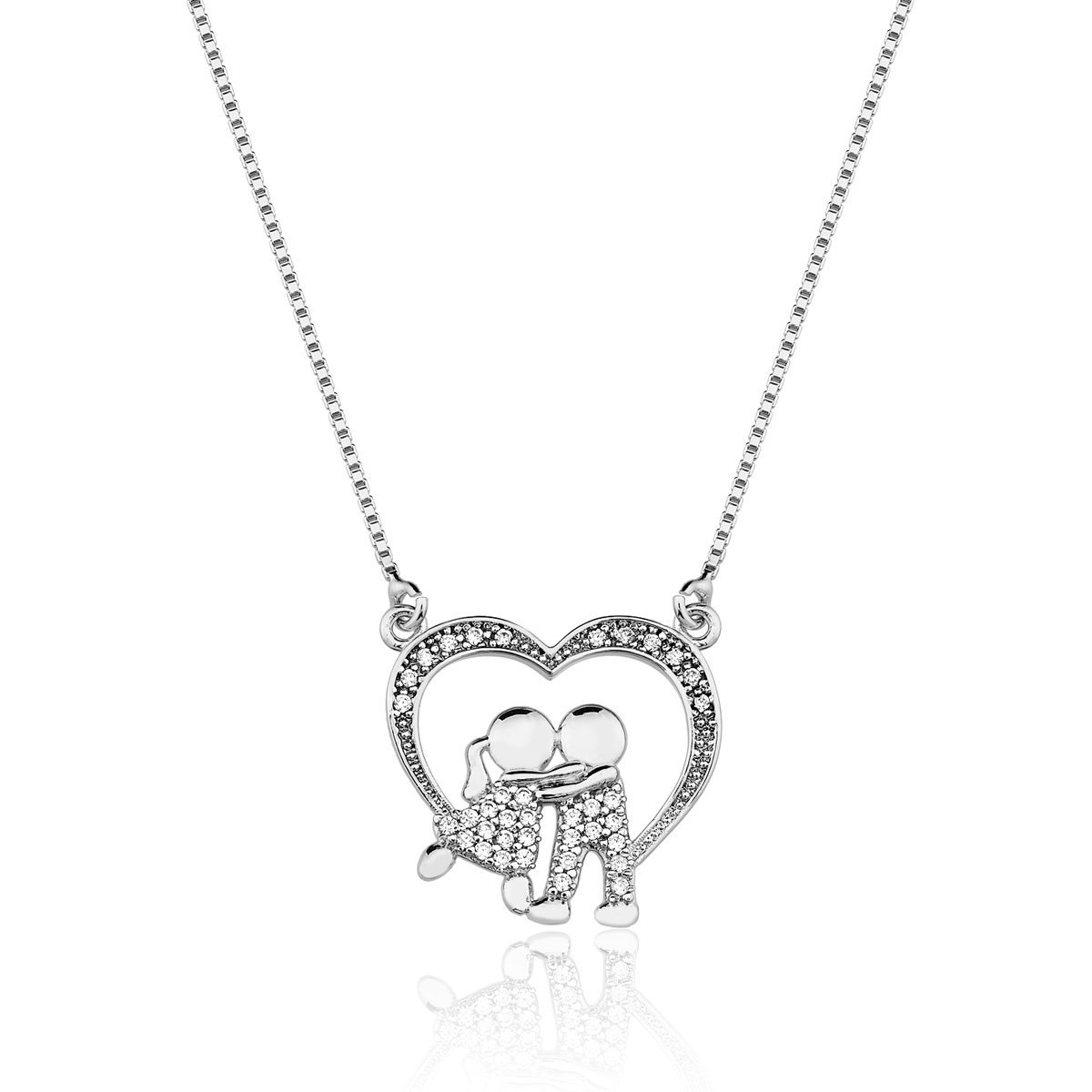 GARGANTILHA CORAÇÃO CRAVEJADO COM CASAL