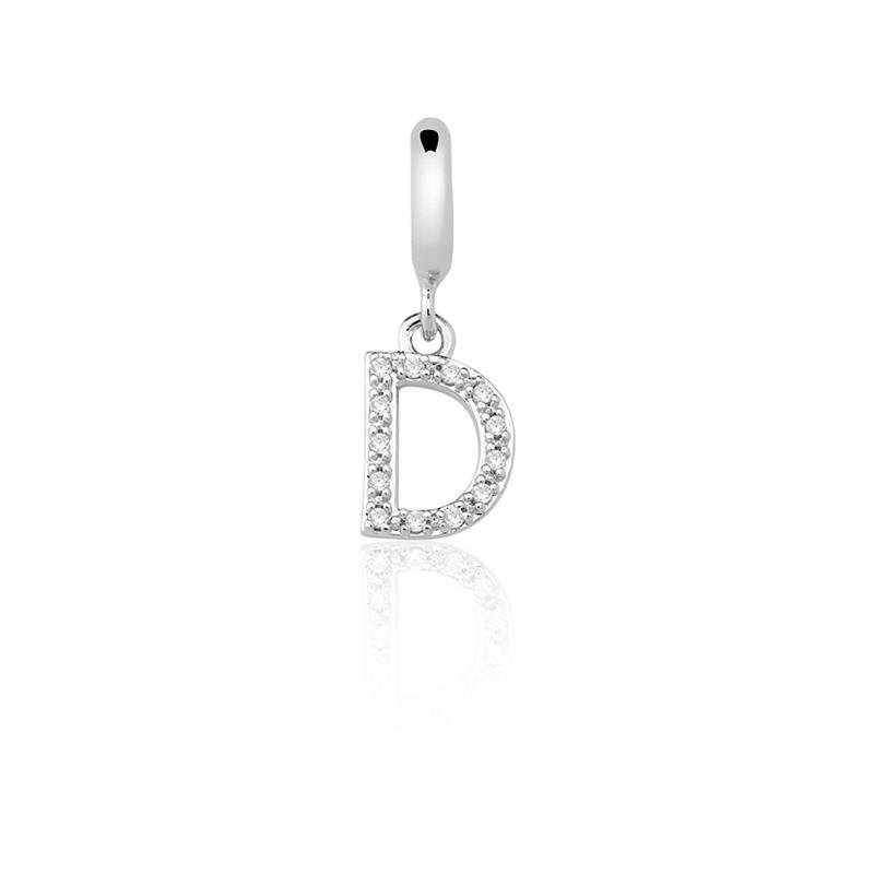 CHARM PENDENTE LETRA D COM PEDRAS DE ZIRCÔNIA