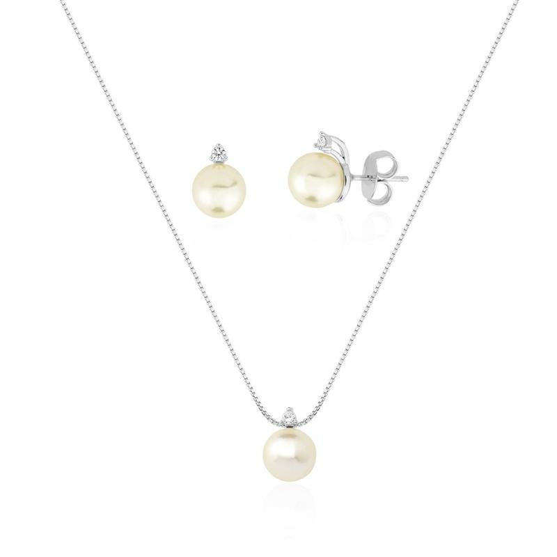 CONJUNTO COM PÉROLA E PONTO DE LUZ