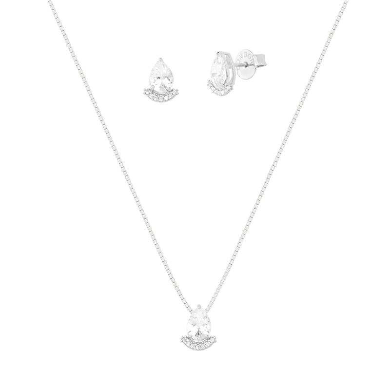 CONJUNTO PONTO DE LUZ GOTA COM PEDRAS DE ZIRCÔNIA
