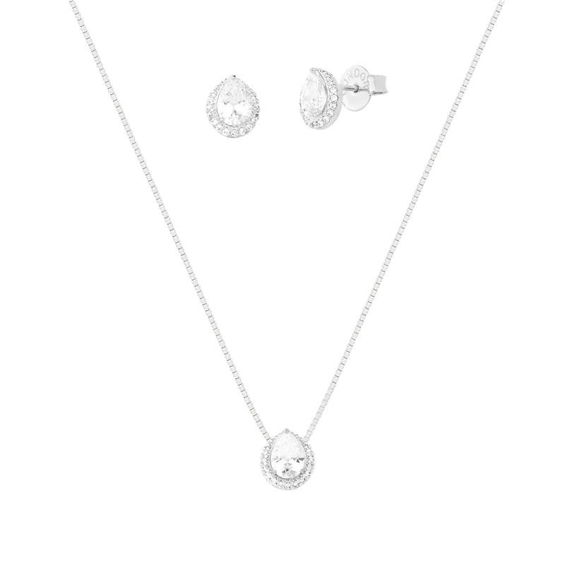 CONJUNTO PONTO DE LUZ GOTA COM PEDRA DE ZIRCÔNIA