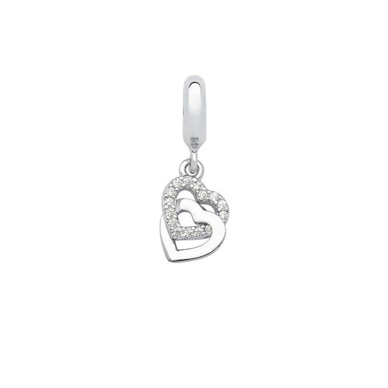 CHARM PENDENTE CORAÇÃO LISO E CRAVEJADO - SENTIMENTOS