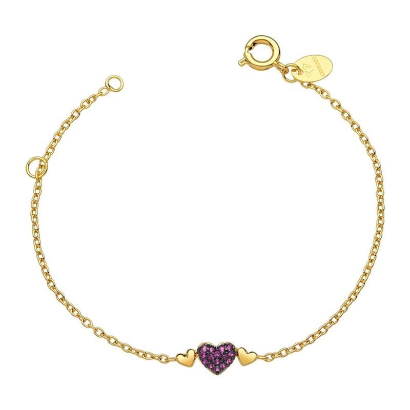 PULSEIRA TRÊS CORAÇÕES DETALHE CRAVEJADO - PINK STAR