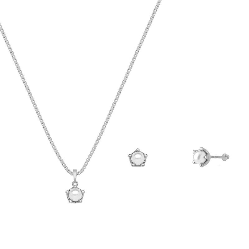 CONJUNTO COROA COM PÉROLA 3,00 MM