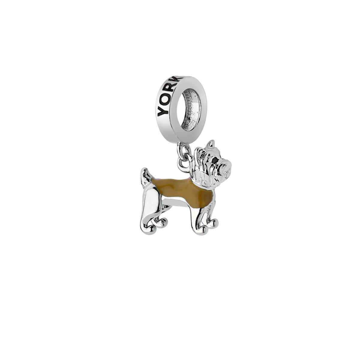 CHARM PENDENTE CACHORRO YORK SHIRE DETALHES COM ESMALTE