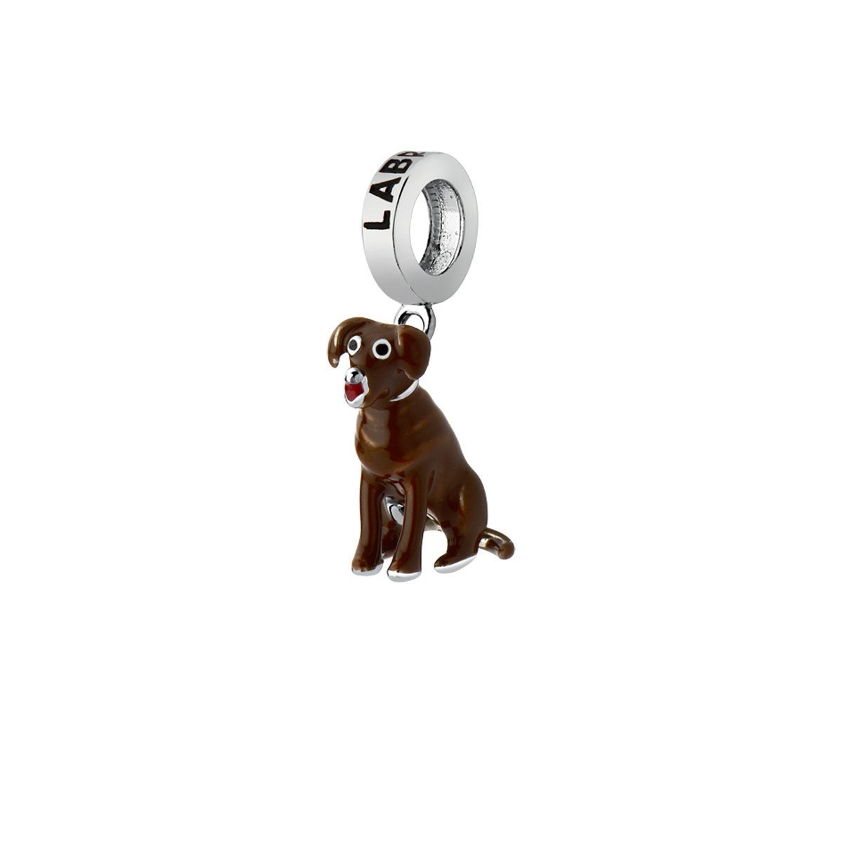 CHARM PENDENTE CACHORRO LABRADOR DETALHES COM ESMALTE