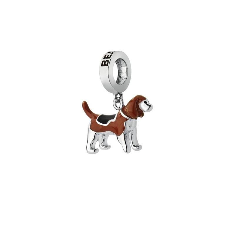 CHARM PENDENTE CACHORRO BEAGLE DETALHES COM ESMALTE