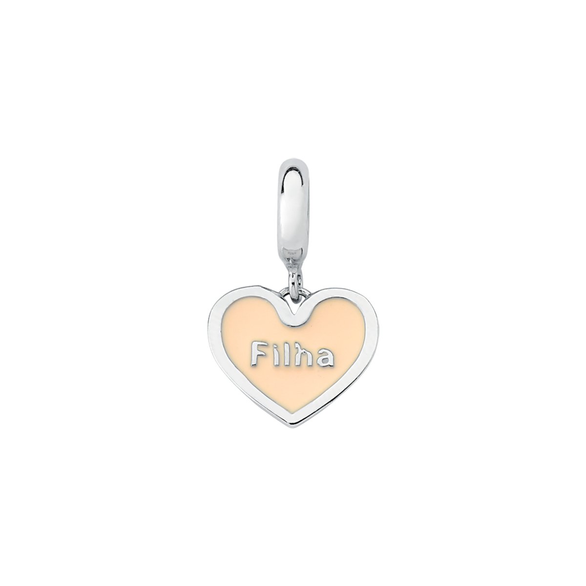CHARM PENDENTE CORAÇÃO FILHA PARA SEMPRE JUNTAS DETALHES COM ESMALTE