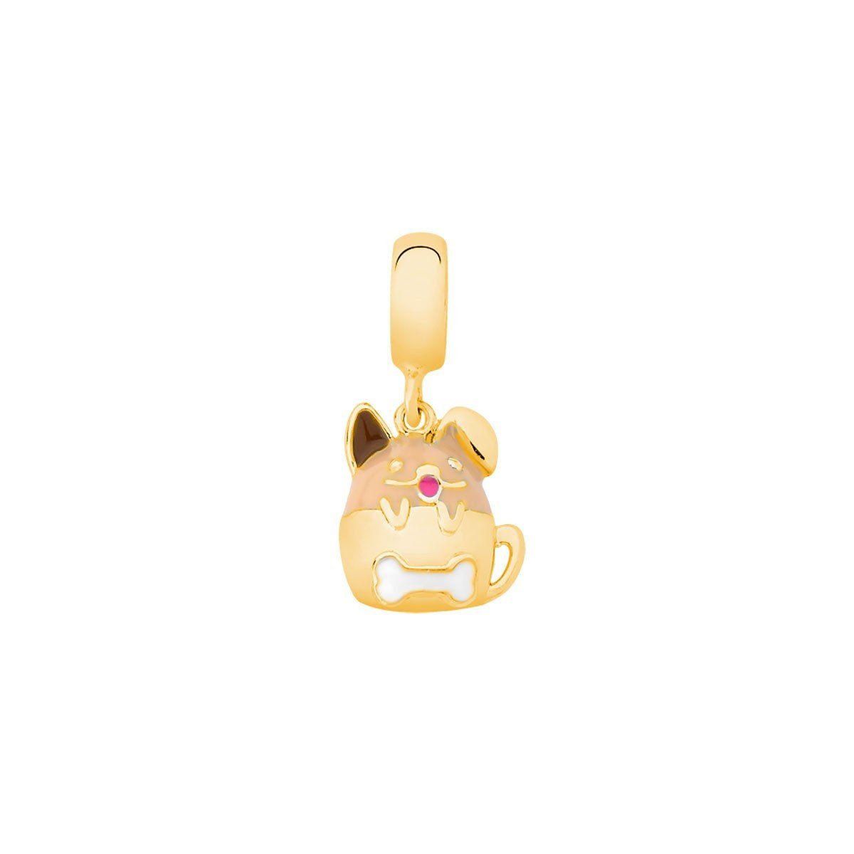 CHARM PENDENTE CACHORRO NO POTE DETALHES COM ESMALTE