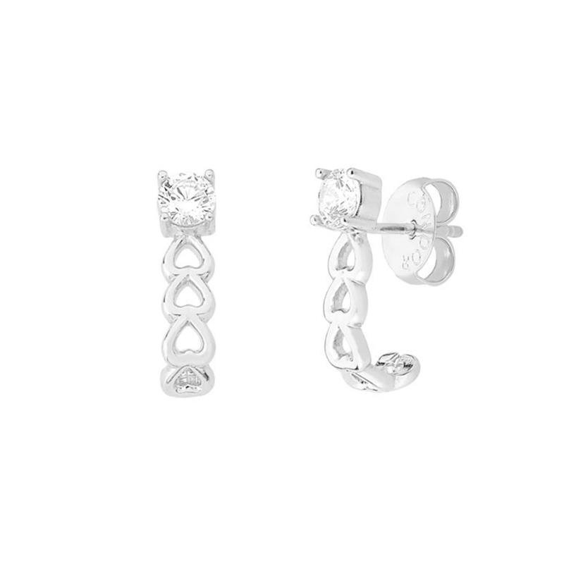 BRINCO MEIA ARGOLA CORAÇÕES E PONTO DE LUZ