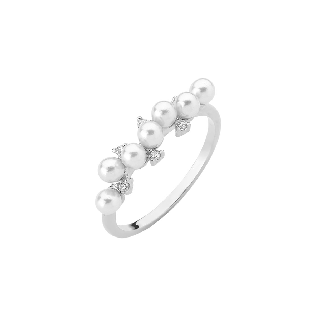 ANEL COM PÉROLAS E PEDRAS DE ZIRCÔNIA