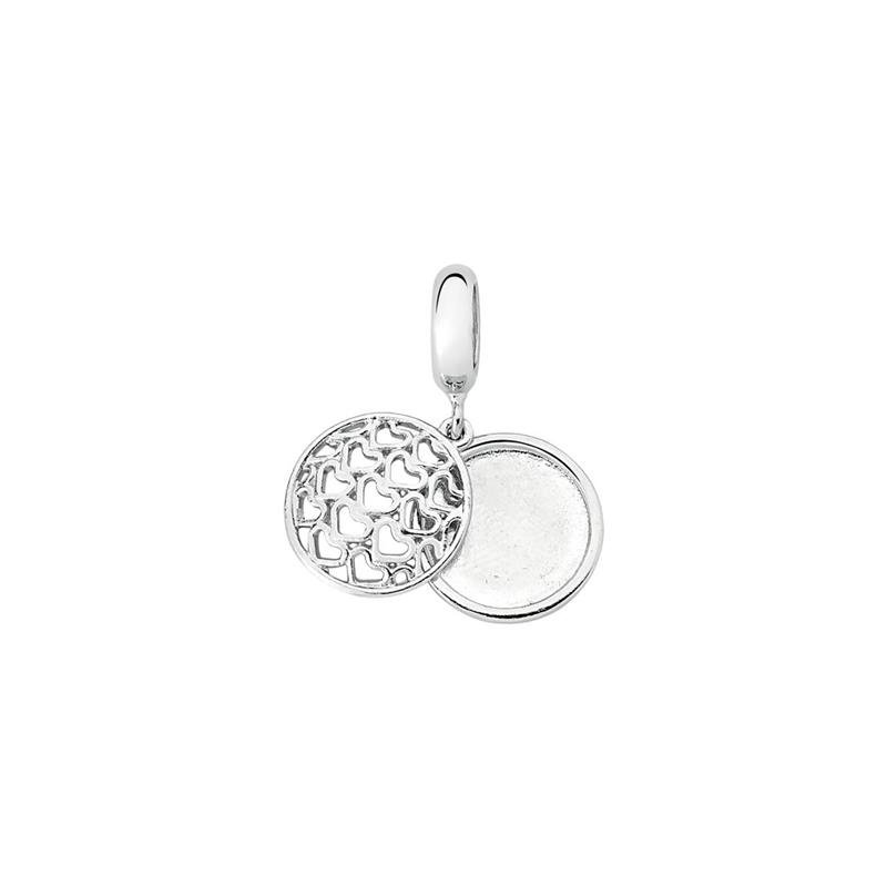 CHARM PENDENTE RELICÁRIO PARA FOTO TRAMA CORAÇÃO - SENTIMENTOS