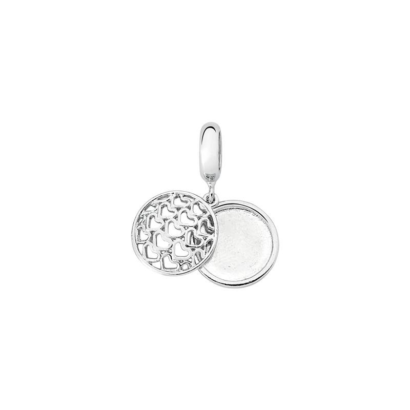CHARM PENDENTE RELICÁRIO PARA FOTO TRAMA CORAÇÃO - SENTIMENTOS