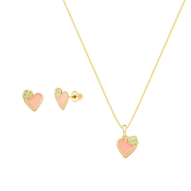 CONJUNTO TREVO LOVE DETALHES COM ESMALTE