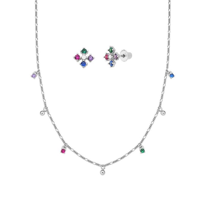 CONJUNTO TREVO COM PONTOS DE LUZ - PINK STAR