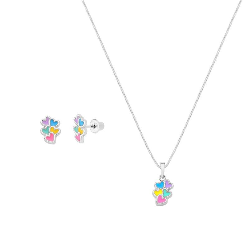 CONJUNTO CORAÇÕES COLORIDOS - PINK STAR