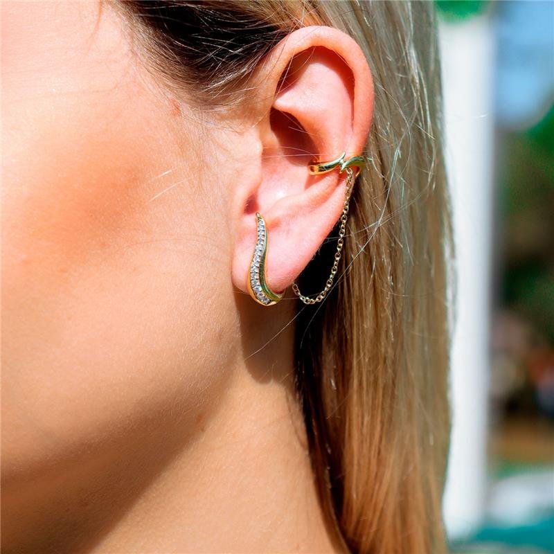 CONJUNTO BRINCO CRAVAÇÃO DEGRADÊ E PIERCING