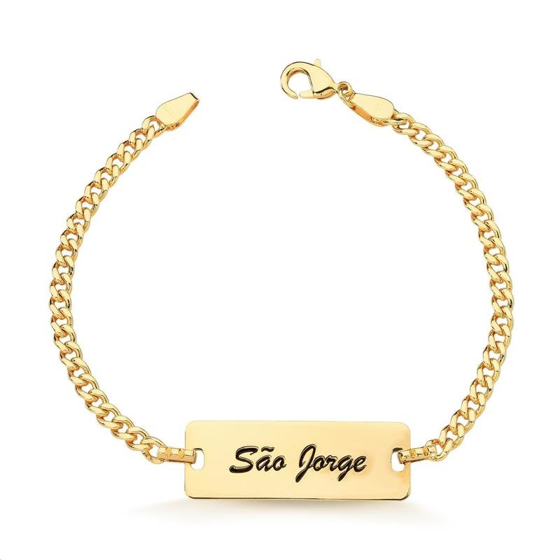 PULSEIRA CHAPA SÃO JORGE COM CONTRA ARGOLA SPIKE GEOMÉTRICO