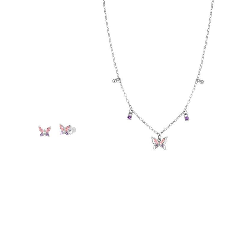 CONJUNTO BORBOLETA COM PEDRAS - PINK STAR