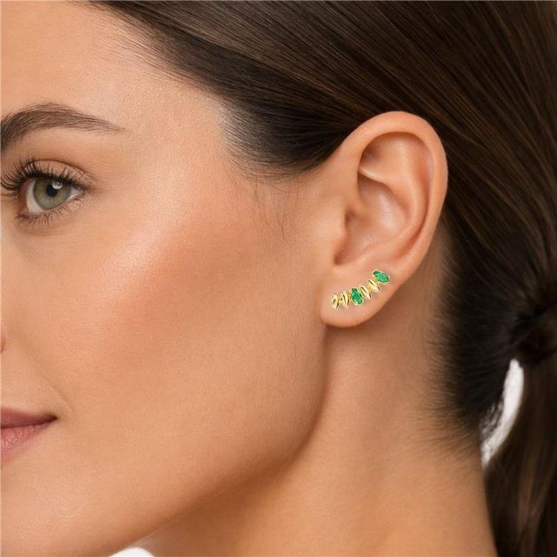 BRINCO EAR CUFF SEED PEDRAS NAVETE 6X18 MM