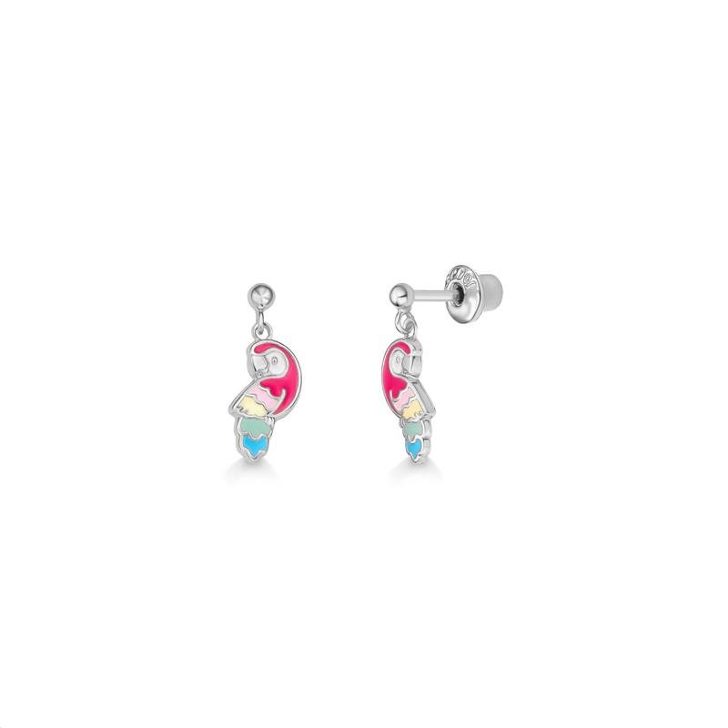 BRINCO ARARA TROPICAL COM DETALHES EM RESINA - PINK STAR