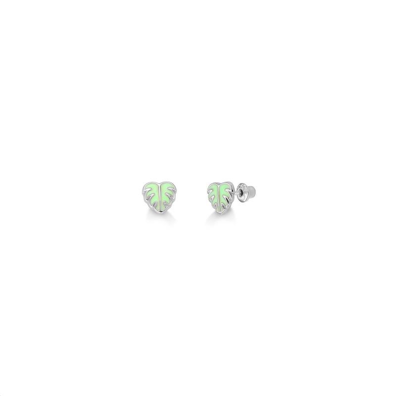 BRINCO FOLHA TROPICAL COM DETALHES EM RESINA - PINK STAR