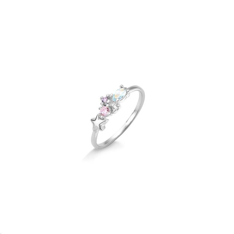 ANEL ESTRELINHA COM PONTOS DE LUZ E GOTA - PINK STAR